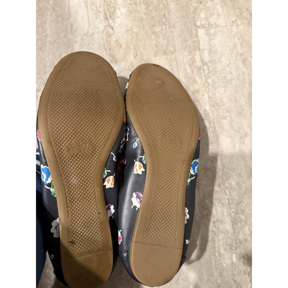 Women's COACH Navy Blue Floral Flower Flats Shoes Size‎ Sz 9.5 - Preppy - Picture 4 of 7